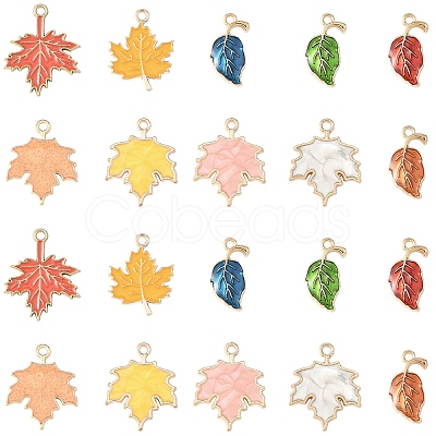 30Pcs 10 Styles Autumn Theme Zinc Alloy Pendants ENAM-YW0006-94-1