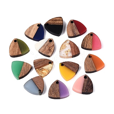 Opaque & Transparent Resin & Walnut Wood Pendants RESI-N053-33-1