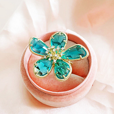 Alloy & Rhinestone/Synthetic Quartz Cuff Rings FS-WGD97BC-07-1