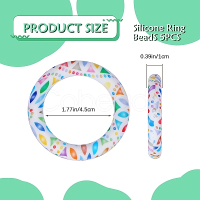 5Pcs Ring Food Grade Eco-Friendly Silicone Beads JX894K-1