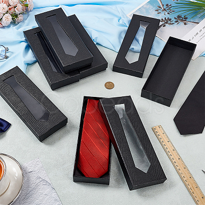 Paper Cardboard Tie Storage Boxes with Visible Window CON-WH0107-63-1