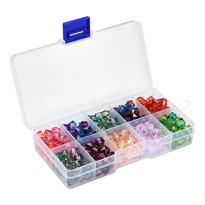 250Pcs 10 Colors Two Tone Transparent Spray Painted Acrylic Beads ACRP-CJ0001-03-1