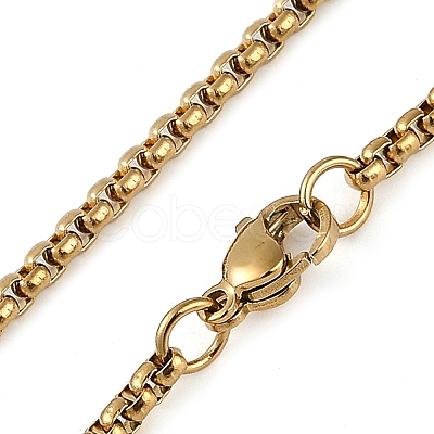 201 Stainless Steel Hollow Rectangle with Cross Pendant Box Chain Necklaces LS-NJEW-D089-06G-1