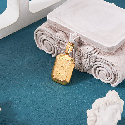 1Pc Stainless Steel Rectangle with Letter Pendants NJEW-TA0001-22O-1