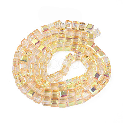 Electroplate Transparent Glass Beads Strands EGLA-N002-28-C07-1