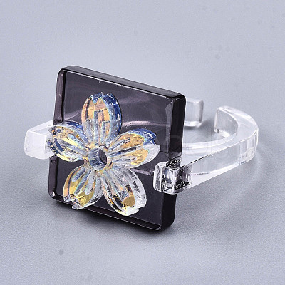 Transparent Resin Cuff Rings RJEW-T017-03B-1