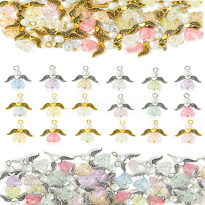 30Pcs Angel Acrylic & Glass Pendant PALLOY-FZ00016-1