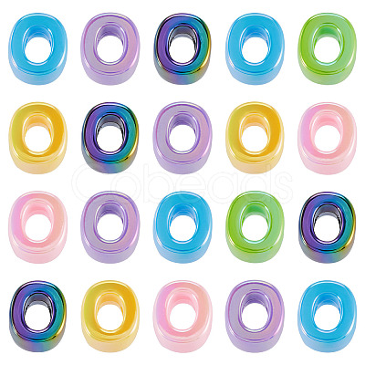 20Pcs UV Plating Opaque Acrylic European Beads OACR-TADJ0001-16O-1