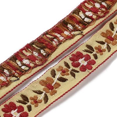 Ethnic Style Flower Embroidery Polyester Ribbon OCOR-WH0047-81-1