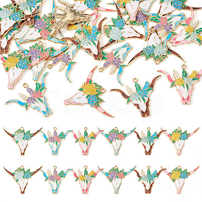 24Pcs 6 Styles Alloy Enamel Pendants ENAM-TA0002-51-1