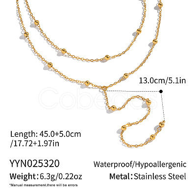 Elegant 304 Stainless Steel Y-Shape Tassel Satellite Chain Double Layer Necklaces for Women OT4111-5-1