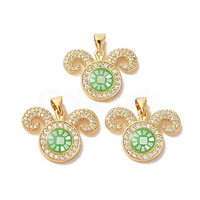 Brass Micro Pave Cubic Zirconia Pendants KK-K385-072G-1