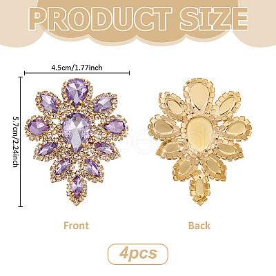 4Pcs Teardrop Shape Hotfix Rhinestone PATC-FG0002-25C-1