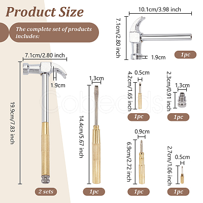 Brass & Iron Hammer Set TOOL-WH0030-07G-1