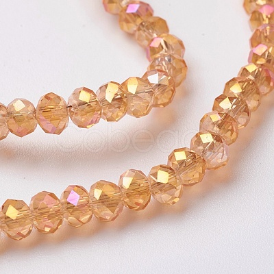 Electroplate Glass Beads Strands X-EGLA-F124-FR-B02-1