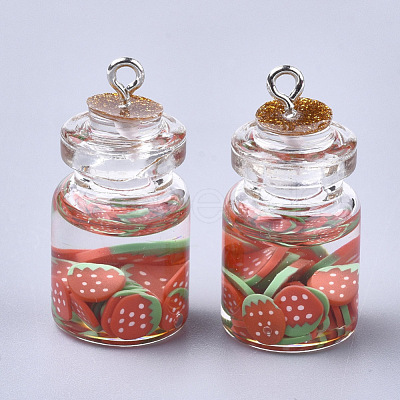 Glass Bottle Pendants X-GLAA-T001-04D-1