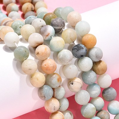 Natural Flower Amazonite Beads Strands G-G692-01F-8mm-1