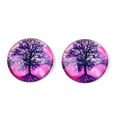 Half Round/Dome Tree Pattern Glass Flatback Cabochons for DIY Projects LS-GGLA-Q037-25mm-M28-07-1