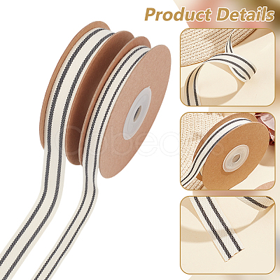 2 Rolls 2 Styles Cotton Striped Ribbons OCOR-WR0001-56B-1
