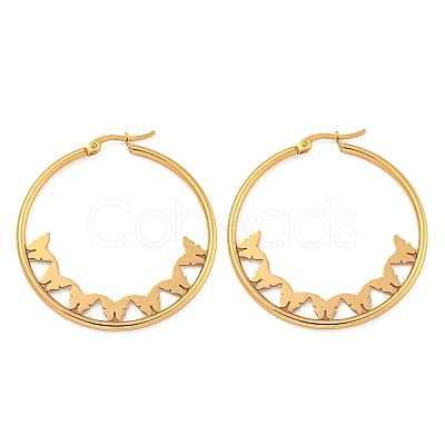 304 Stainless Steel Huggie Hoop Earrings EJEW-P282-01B-G-1