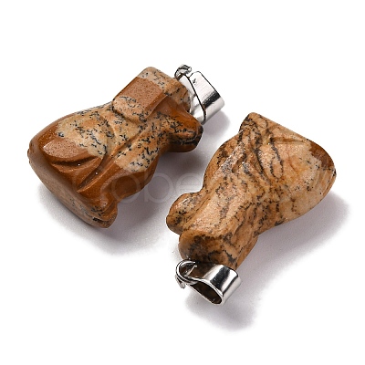 Natural Picture Jasper Pendants G-B127-07P-09-1