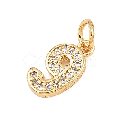 Brass Micro Pave Clear Cubic Zirconia Charms KK-G544-04G-09-1