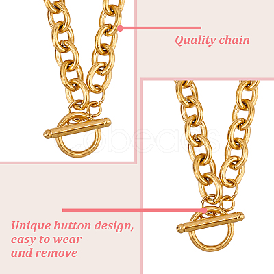 2Pcs 2 Colors Alloy Cable Chain Necklace for Men Women NJEW-AN0001-19-1