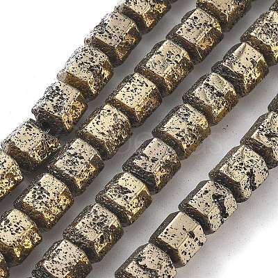 Electroplated Natural Lava Rock Beads Strands G-A251-A01-01E-1