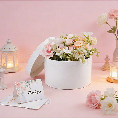 1Pc Round White Paper Gift Packing Boxes with Lid CON-NB0002-49-1