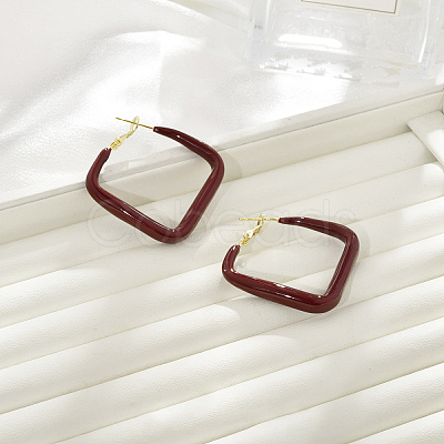 Brass Rhombus Hoop Earrings EJEW-A121-12D-G-1