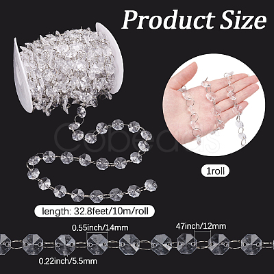 1 Roll Acrylic Octagonal Beads Chain Garland AJEW-SP0006-11-1