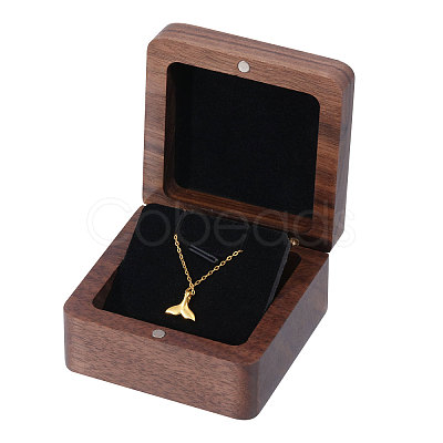 Wooden Jewelry Pendant Storage Magnetic Gift Case CON-WH0095-78A-1