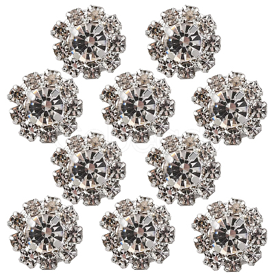 10Pcs Alloy Rhinestone Shank Button for Garment Accessories BUTT-GF0001-29-1