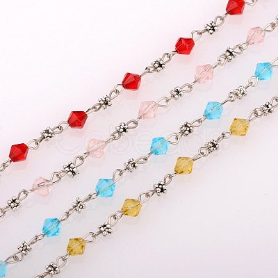 Handmade Bicone Glass Beads Chains for Necklaces Bracelets Making AJEW-JB00061-1