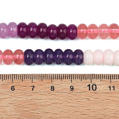 Gradient Color Cherry Quartz Glass and Dyed Natural White Jade Beads Strands G-NH0053-A14-01-1