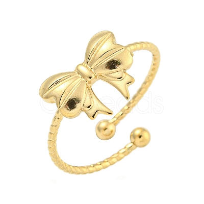Ion Plating(IP) 304 Stainless Steel Open Cuff Rings for Women RJEW-S409-01G-01-1