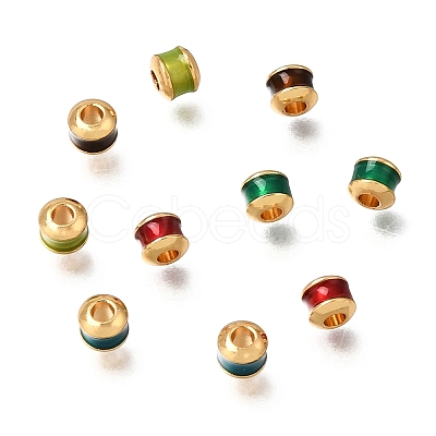 Brass Enamel Beads KK-G605-03G-1
