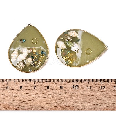 Brass & Epoxy Resin Pendants KK-Q082-03KCG-03-1