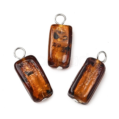 Handmade Gold Sand Lampwork Pendants PALLOY-JF04370-01-1