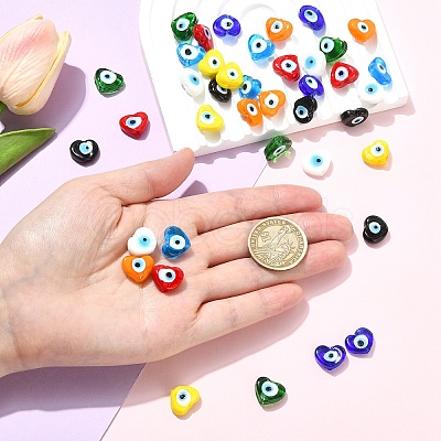 40Pcs 8 Colors Handmade Evil Eye Lampwork Beads Strands LAMP-YW0004-27-1