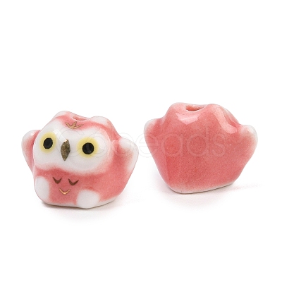 Cute Hand Painted Mini Owl Porcelain Beads PORC-F014-01F-1