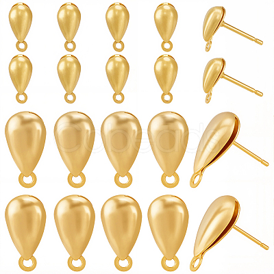 Teardrop Brass Stud Earring Findings KK-CN0003-41-1