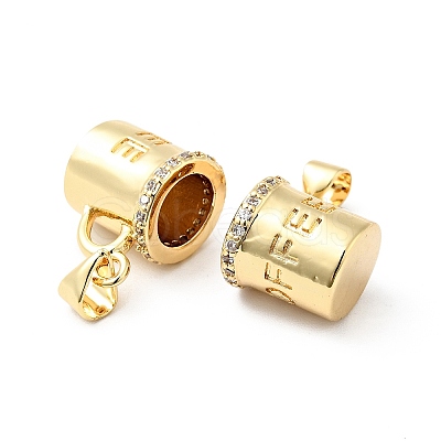Rack Plating Brass Micro Pave Clear Cubic Zirconia Pendants X-ZIRC-I059-04G-1