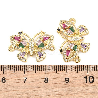 Brass Pave Colorful Cubic Zirconia Connector Charms CU-CBA908F-04G-07-1