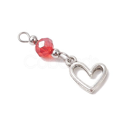 18Pcs 6 Colors Alloy & Glass Pendants PALLOY-JF05118-1