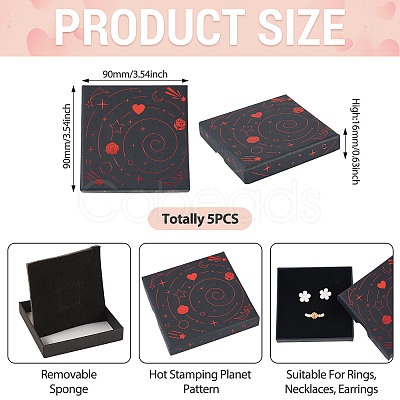 5Pcs Hot Stamping Planet Cardboard Jewelry Packaging Boxes CON-TA0001-44E-1