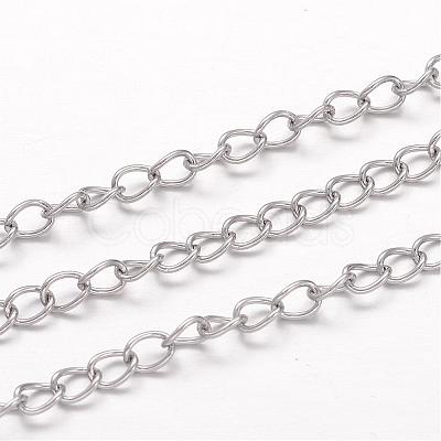 Tarnish Resistant 304 Stainless Steel Curb Chains CHS-K004-11P-0.8mm-1