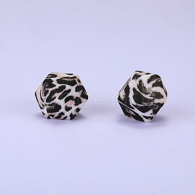 Colorful Pattern Printed Silicone Focal Beads SI-JX0022A-01-1