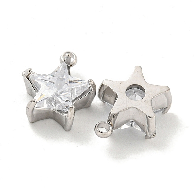 304 Stainless Steel Cubic Zirconia Pendants STAS-L278-008P-1