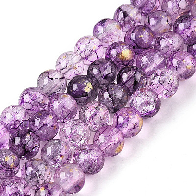 Baking Paint Crackle Glass Bead Strands DGLA-R053-04P-A-1